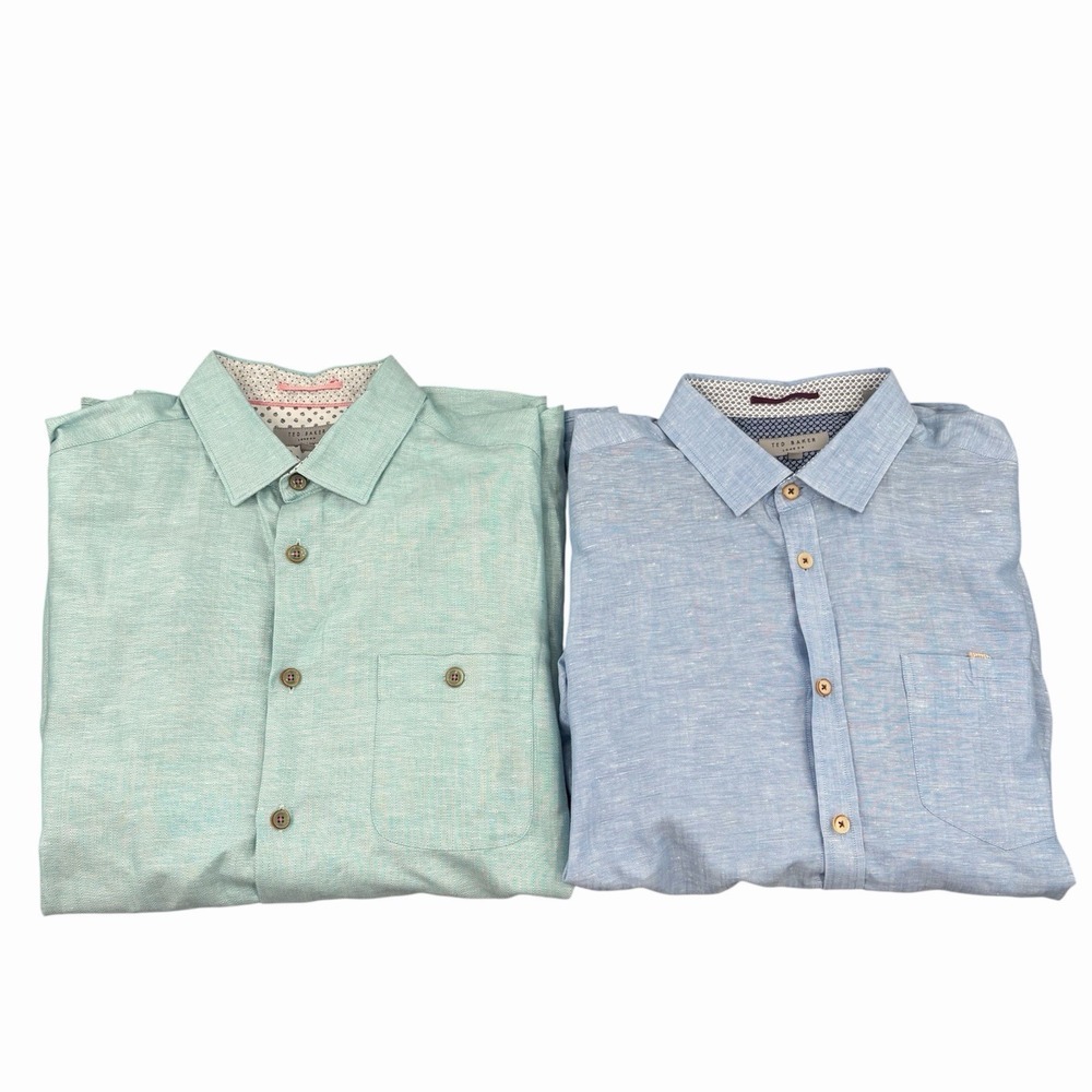 Ted Baker Romeos Men's Linen & Cotton Button-Up Shirt Lot Of 2 Ted Size 4 / US L